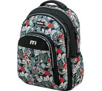 Sportandem Tandem mochila escolar doble compartimento con bolsillo para portátil, organizador frontal y bolsillo lateral para botella, negro gris rojo, 23 L