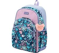 Sportandem Tandem mochila escolar doble compartimento con bolsillo para portátil y banda para carro, azul lila rosa, 20 L