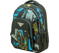 Sportandem Tandem mochila escolar doble compartimento con bolsillo para portátil y botella, ergonómica y transpirable, 23 L, negro azul amarillo gris
