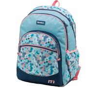 Sportandem Tandem mochila escolar doble compartimiento para portátil con base reforzada, bolsillos organizadores y soporte para botella, 20 L, azul marino/rosa/celeste