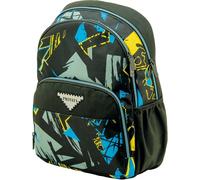 Sportandem Tandem mochila escolar doble cuerpo adaptable a carro con espalda y base acolchada, compartimento para libros, 13 L, negro azul amarillo gris