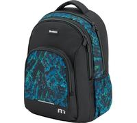 Sportandem Tandem mochila escolar doble cuerpo con compartimento acolchado para portátil, organizador frontal y bolsillo para botella, 23 L, azul y negro