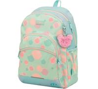 Sportandem Tandem mochila escolar doble cuerpo con compartimento para portátil, bolsillo para botella, espalda y tirantes ergonómicos, 20 L, verde pastel/celeste/rosa