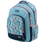 Sportandem Tandem mochila escolar doble cuerpo con compartimento para portátil y bolsillos multifunción, azul marino rosa celeste, 23 L, 34×45,5×23 cm