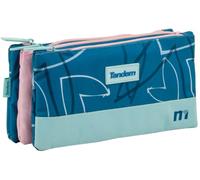 Sportandem Tandem portatodo Escolar con 3 Bolsillos Independientes y Cremallera, Azul Marino Rosa Celeste, Capacidad 1 L, 24,5×11×4 cm