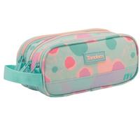 Sportandem Tandem portatodo Triple con Tres Compartimentos Independientes, Cierre de Cremallera, Verde Pastel, Celeste y Rosa, Capacidad 1 L, 22,5×9,5×8 cm