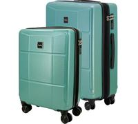 Sportandem Tandem Set 2 Maletas Expandibles Palma ABS, Maleta Cabina 37 x 55 x 20/25 cm + Maleta Mediana 40,5x66x25,5/30,5 cm, Ruedas Dobles 360°, Cierre de Combinación, Verde Ópalo