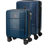 Sportandem Tandem Set 2 Maletas Expandibles Palma ABS, Maleta Cabina Compacta 33x45x20/25 cm + Maleta Cabina 37 x 55 x 20/25 cm, Ruedas Dobles 360° y Cierre de Combinación, Azul Marino