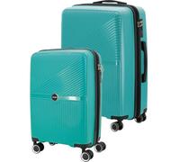 Sportandem Tandem Set 2 Maletas Rígidas Expandibles Teide, Maleta Cabina 36x55x20/25 cm + Maleta Mediana 43x67x26,5/31,5 cm, Ruedas Dobles 360° y Cierre de Combinación, Aguamarina