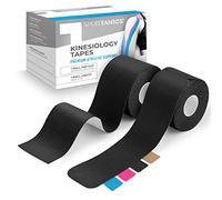 Sportanics® Kinesiology Tape - Kinesiotapes 1x sin fin 500x5cm & 1x precortado 25 piezas (20x5cm), Extra Elástico y Resistente al Agua, Cinta Deportiva, Cintas Fisio para Músculos, Negro [2 rollos]