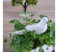 SPORTARC 2 palomas falsas decorativas de espuma artificial con imán, pájaros blancos para decoración del hogar, decoración de boda