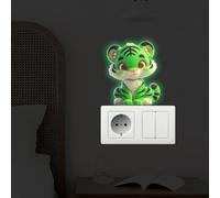 SPORTARC Adhesivo de pared que brilla en la oscuridad, cubierta de interruptor de tigre, decoración de luz nocturna luminosa, calcomanía de PVC extraíble para dormitorio, sala de estar, verde, paquete