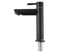SPORTARC Grifo de lavabo, grifo de cocina, grifo de agua fría, acabado negro mate, acero inoxidable, burbujeador de ahorro de energía, rosca G1/2, grifo de fregadero de baño