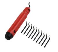 SPORTARC Herramienta de desbarbado, recortadora de bordes, removedor de rebabas, desbarbador manual para metal, plástico, tuberías, impresiones 3D, con 10 cuchillas HSS, mango ergonómico para