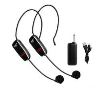 SPORTARC Juego de micrófono de auriculares inalámbricos, micrófono inalámbrico UHF, recargable por USB, de auriculares duales para altavoz de escenario, enseñar habla