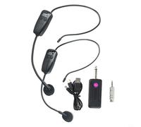 SPORTARC Juego de micrófono de auriculares inalámbricos, micrófono inalámbrico UHF, recargable por USB, de auriculares duales para altavoz de escenario, enseñar voz (U12F)