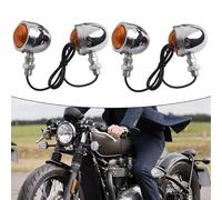 SPORTARC Luces intermitentes de motocicleta, Pilotos Intermitentes, Indicadores de Metal Cromado para Chopper, Ajuste Disponible