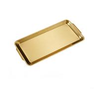 SPORTARC Platos de acero inoxidable para servir, bandejas de almacenamiento de alimentos, plato rectangular para barbacoa, plato plano para barbacoa, pan, pastelería, plato de frutas (dorado 32 x 16)