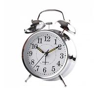 SPORTARC Reloj despertador mecánico analógico con campana, estilo tradicional clásico, con cuerda doble, cromado