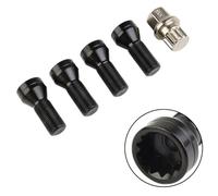 SPORTARC Tornillos de bloqueo de rueda, tuercas M14 x 1,25, aleación negra, juego de 4 piezas con llave, para BMW Mini R50 R56 F55 F56 X1 X3 X5