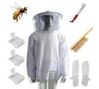 SPORTARC Traje de apicultura, traje de apicultor, guantes de apicultura, traje de abeja transpirable con sombrero ventilado, guantes de piel de oveja, kit de herramientas de colmena para apicultores