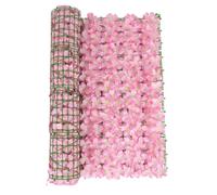 SPORTARC Valla artificial, valla de privacidad de hojas de cerezo artificiales, seto de flores para decoración de pared, pantalla de valla y escudo de privacidad de 9.68 x 39.37 pulgadas (rosa)