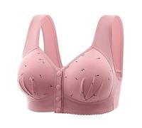 Sportbustiers Mujer -Up Inalámbrico Color sólido Ropa Interior Ajustable Transpirable Comodidad Apoyo Anti Drop Sujetador Levantamiento de Pecho, Rosa., 4XL