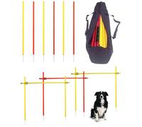 SPORTIKEL24 Kit de agilidad para perros - Varillas de eslalom y obstáculos con bolsa de transporte - Kit de iniciación para entrenamiento de perros conjunto - Amarillo/Rojo, 100 cm