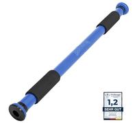 SPORTINATOR® Barra de dominadas para montar en el marco de la puerta, para el gimnasio en casa, longitud 60 - 102 cm, compacta, segura y rápida, sin taladrar, soporta hasta 150 kg (azul)