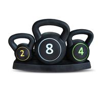 SPORTINATOR Power Set De Kettlebells 3 Piezas 8kg 4kg 2kg Con Soporte Nuevo