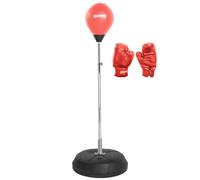 SPORTINATOR® Punchingball - Juego de 3 soportes para boxeo (incluye pera y guantes de boxeo, altura regulable de 125 cm a 150 cm), color rojo