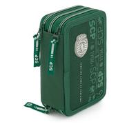 Sporting CP - Estuche escolar oficial Sporting CP - Poliéster verde con material incluido - 3 bandejas con bolígrafos, lápices, regla, sacapuntas 20 x 12,5 x 6,5 cm, verde, talla única, Casual