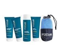 SPORTLAB MILANO - TOTAL WORKOUT - Tu rutina deportiva antes y después de cada entrenamiento | Crema preparatoria músculos, descontracturante músculos, crema desfaticante pies, gel de ducha y toalla