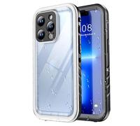 SPORTLINK Funda Impermeable para iPhone 13 Pro - 360 Grados Antigolpes Integral Protector [IP68 Sumergible] [no amarillenta] Transparente Antipolvo Acuatica con Pantalla/Camara Proteccion(Negro/Claro)