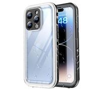 SPORTLINK Funda Impermeable para iPhone 13 Pro Max - 360 Grados Antigolpes Protector [IP68 Sumergible] [no amarillenta] Transparente Antipolvo Acuatica con Pantalla/Camara Proteccion(Negro/Claro)