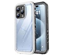 SPORTLINK Funda Impermeable para iPhone 15 Pro MAX - 360 Grados Antigolpes Protector [IP68 Sumergible] [no amarillenta] Transparente Antipolvo Acuatica con Pantalla/Camara Proteccion(Negro/Claro)