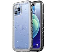 SPORTLINK Funda para iPhone Impermeable - 360 Antigolpes Militar IP68 Waterproof Carcasa Antipolvo Acuatica Agua con Pantalla/Camara Protección para iPhone 12/12 Pro 6.1", Negro/Transparente Mate