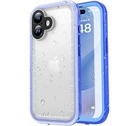 SPORTLINK Funda para iPhone Impermeable - 360 Antigolpes Militar IP68 Waterproof Carcasa Antipolvo Acuatica Agua con Pantalla/Camara Protección para iPhone 17 6.3", Azul/Transparente Mate
