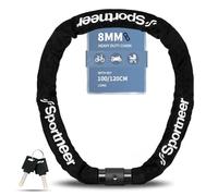 Sportneer Cerradura de Bicicleta de Metal Cabeza de Cadena Cerradura de Alto Nivel de Seguridad con 8mm Fuerte-Acero Endurecido, Cerradura Antirrobo para Moto/Bici/Puerta/Valla/Parrilla/Scooter