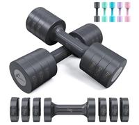 Sportneer Juego de mancuernas ajustables 4 en 1 para mujer, juego de 2 mancuernas ajustables para gimnasio, fitness, entrenamiento de fuerza, regalo (negro y gris)