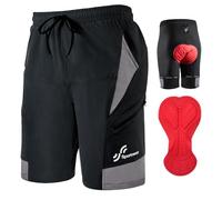 Sportneer MTB Pantalones Cortos para Hombres, MTB, Acolchados, Pantalones Cortos de Ciclismo para Hombres, Forrados en 3D, Bicicleta de Montaña, Ciclismo, Deportes, Ciclismo al Aire Libre