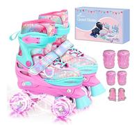 Sportneer Patines de Ruedas para niños, con Equipo de protección, Patines Ajustables con 8 Ruedas Luminosas, para niñas, niños, Adolescentes, Principiantes, Interiores y Exteriores