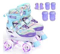 Sportneer Patines de Ruedas para niños, con Equipo de protección, Patines Ajustables con 8 Ruedas Luminosas, para niñas, niños, Adolescentes, Principiantes, Interiores y Exteriores