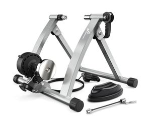Sportneer Turbo Trainer - Entrenador de bicicleta con 6 ajustes de resistencia para interior, soporte magnético de acero para ejercicio de bicicleta con rueda de reducción de ruido para entrenador de