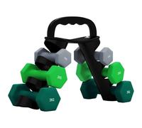 SPORTNOW 12/18 kg Juego Mancuernas Hexagonales 6 Piezas con Soporte Multicolor