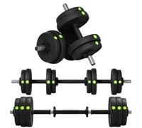 SPORTNOW 15/20/25kg Juego de Mancuernas Ajustables 4 en 1 Barra Conexión | Mango Antideslizante, Pesas y Mancuernas para Hombres y Mujeres, Ejercicio de Fitness, Casa Gimnasio