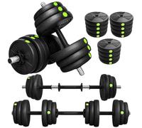 SPORTNOW 15/20/25kg Juego de Mancuernas Ajustables 4 en 1 Barra Conexión | Mango Antideslizante, Pesas y Mancuernas para Hombres y Mujeres, Ejercicio de Fitness, Casa Gimnasio