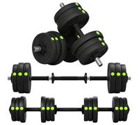 SPORTNOW 15/20/25kg Juego de Mancuernas Ajustables 4 en 1 Barra Conexión | Mango Antideslizante, Pesas y Mancuernas para Hombres y Mujeres, Ejercicio de Fitness, Casa Gimnasio