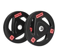 SPORTNOW 2x5kg/15kg Discos Pesas Olímpicos Agujero Ø50 mm Triple | Hierro Fundido, Recubierta de Goma, 2 Placas, para Mancuernas y Barras, Entrenamiento en Casa, Gimnasio