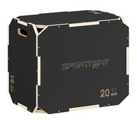 SPORTNOW 3 en 1 caja plegable de madera para entrenamiento de salto, caja de salto antideslizante y sin esquinas, plyo Box para ejercicios de gimnasio en casa y entrenamiento al aire libre, negro
